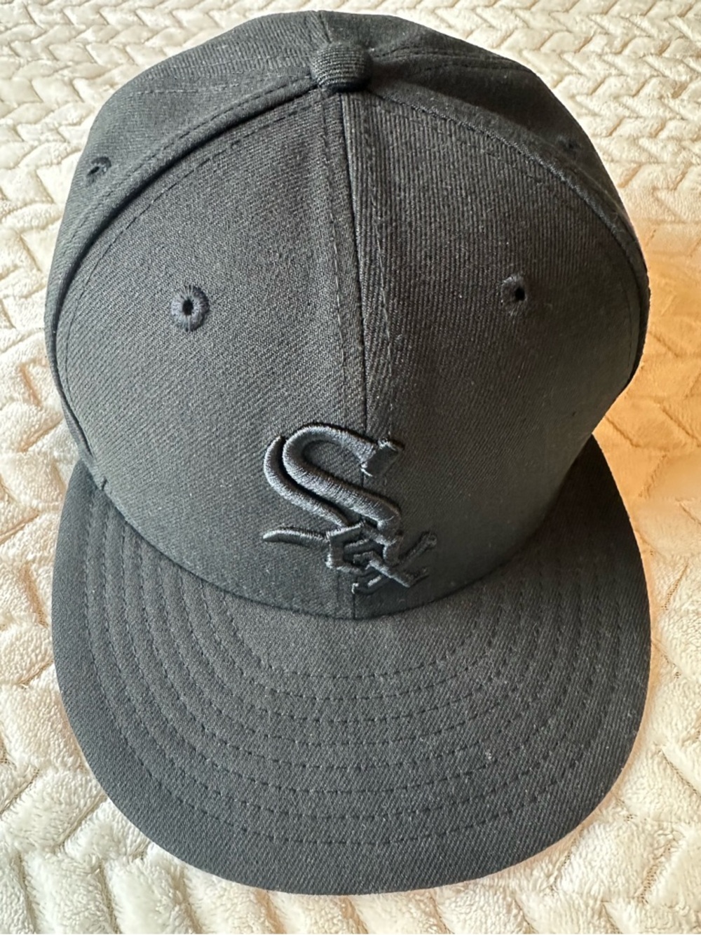 New Era 59fifty Chicago White Socks Baseball Hat Black Fitted Size 7 1/2